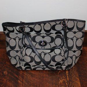 Black and Tan Coach Tote
